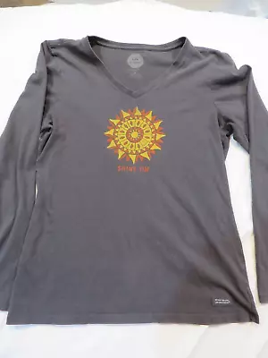 Life Is Good Shirt Womens M Crusher Yellow Shine On Sun Long Sleeve • £8.54