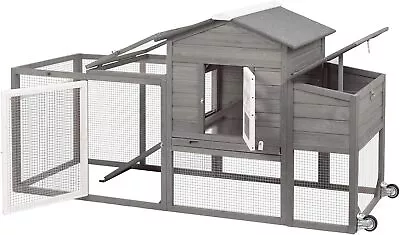 PetsCosset Wooden Chicken Coop On Wheels With Nest Box And Removable Tray • $189.99