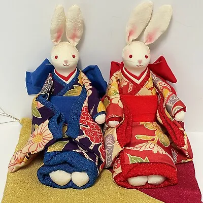 Japan Kyoto Kimono Rabbit Doll Japanese Traditional Craft Made In Japan Set Of 2 • $39.80