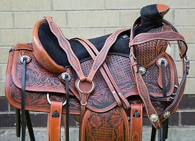 Horse Saddle Western Used Trail Roping A Fork Ranch Leather Used 15 • $474.90