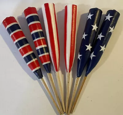 6 American Red White & Blue Oudoor Candle Torches For Garden Patio Beach Snow • £14.47