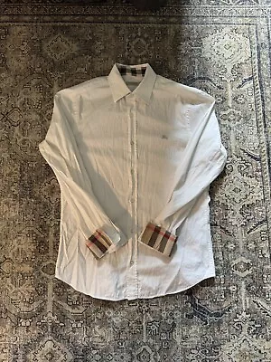 Men’s Burberry Brit Shirt Small White Nova Check • $99