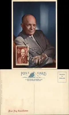 President Eisenhower Maximum Card J. Arthur Dixon Ltd. Chrome Postcard 5f Stamp • £9.49