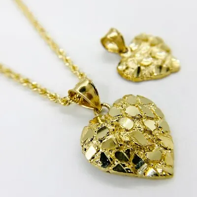 $209 • Buy 10k Solid Gold Nugget Heart Charm Pendant For Women Girl