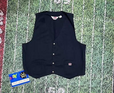 Rare Vintage 90s Ben Davis Black Work Vest Sz XXL Metal Snap Buttons • $44