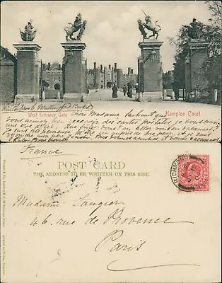 West Entrance Gate Hampton Court GB 1904 Richmond Cancel Stengel & Co • £5.10