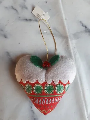 £4.99 • Buy Gisela Graham Christmas Holly Heart Hanging Christmas Tree Decoration 7cm