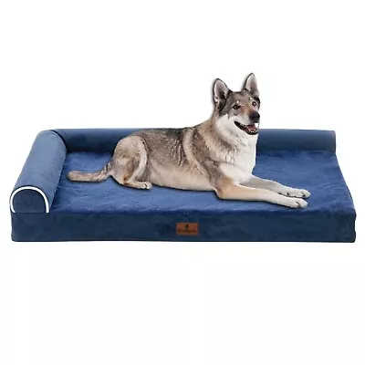 L-Shape M L XL XXL Orthopedic Memory Foam Dog Bed Pet Bolster Sofa For Large Dog • $35.89