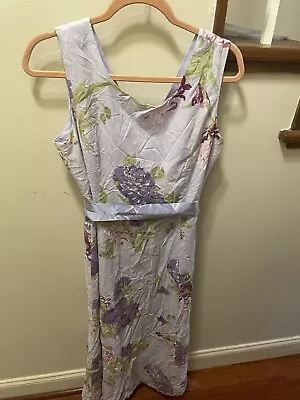 Vtg Clues Collection Lavender Floral Midi Dress Sz 14 • $25