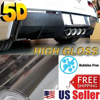 5D High GLoSSY Premium Carbon Fiber Vinyl Wrap DIY Sticker Film Sheet 120 X60  • $63.69