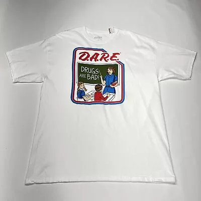 New Dare Shirt Mens XL White Drugs Are Bad Retro Style Tee Logo School • $18