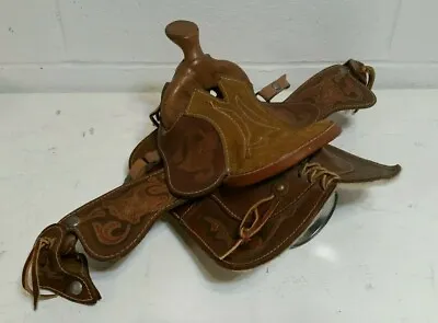 Rare Vintage Leather Miniature Horse Saddle Salesman Display Child Pet Cowboy Et • $250