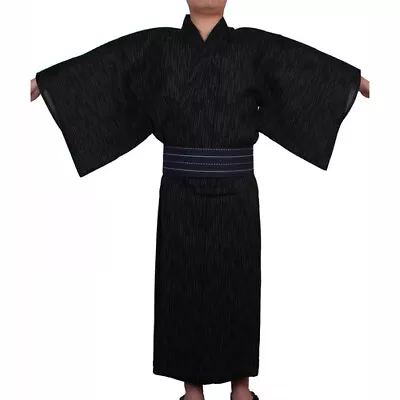 2020 Men's Japanese Samurai Kimono Home Wear Loose Cotton Black Yukata • £57.19