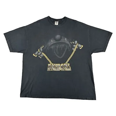 Vintage Muppets Animal T Shirt Big Face Gold Chain Mens Size 3XL Black Y2K 90s • $28.88