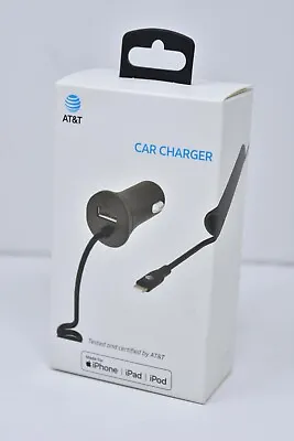 AT&T MFi-Certified IPhone Car Charger Lightning Connector Extra USB Port & LED • $13.75