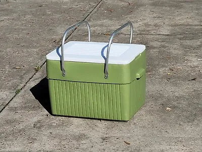 Vtg Ice Chest Picnic Camping Cooler USA Aluminum Handles - Possibly Thermos • $39.95