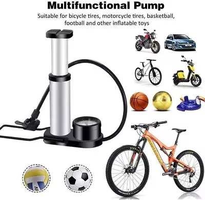 Portable Mini Bike Foot Activated Pump With Pressure Gauge Bicycle Auction • $6.99