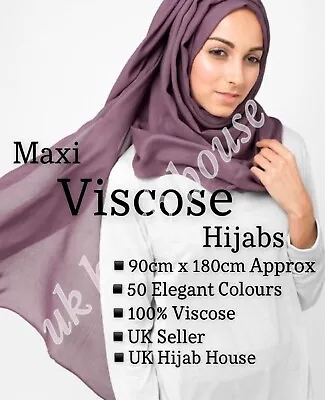 Ladies Womens Plain VISCOSE/RAYON Large Maxi Scarf Hijab Shawl Sarong Wrap • £2.79