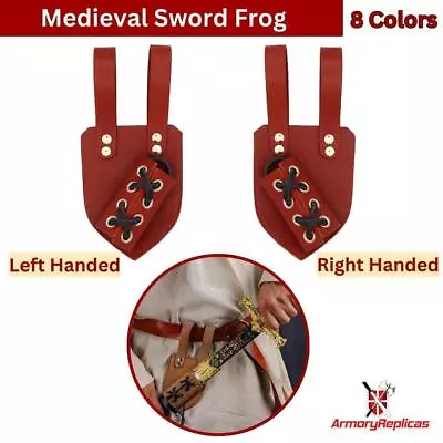 Medieval Functional Genuine Bovine Leather Sword Dagger Belt Frog | 8 Colors • $21.61