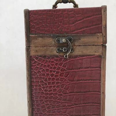 Vintage Wine Box Faux Snake Skin Square Wine Carrier Metal Handle • $19.98