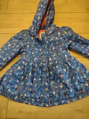 Mini Club Blue Floral Girls Coat 12-18 Months • £2.75