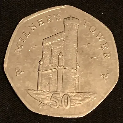 Isle Of Man - 2015 Milner's Tower 50 Pence Coin • £2