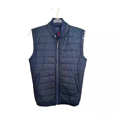Zara Man Basic Quilted Full Zip Navy Blue Vest With Pockets Men’s Size S • $24.60