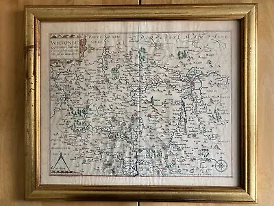 Antique Map Of Wiltshire – Saxton And Kip 17th Century • £175