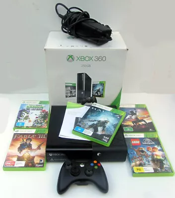 XBOX 360 E Console - 250GB - Model 1538 - Controller - Games - Box - All Working • $95