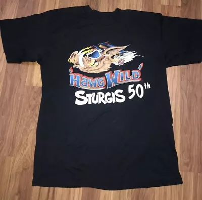 1990 Harley Davidson Hawg Wild Sturgis 50th Anniversary Graphic Shirt 3D Emblem • $299.99