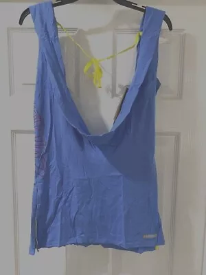 Zumba Unusual Scoop Neck And  Back Vest Blue Top Dance Gym Size  Small 8-10 • £4.99