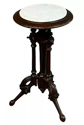 Renaissance Revival Victorian Carved Marble Top Fern Stand Plant Table Dated 187 • $425