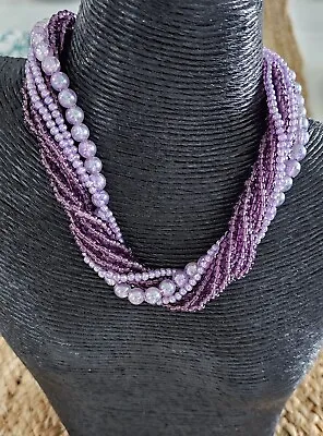 Miriam Haskell Vintage Multi Strand Purple Signed Necklace Rare • $299