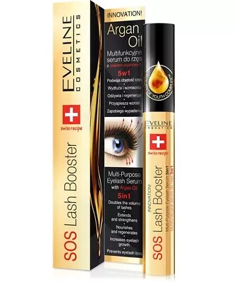 Eveline SOS Lash Booster Eyelash Serum Mascara Base Argan Oil Conditioner 10ml • £4.35