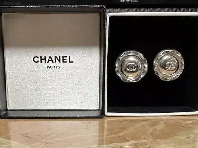Chanel Coco Mark Round Vintage Earrings Silver Hardware Plated • £301.75