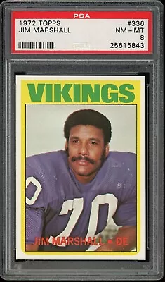 1972 Topps Football #336 Jim Marshall PSA 8 • $100