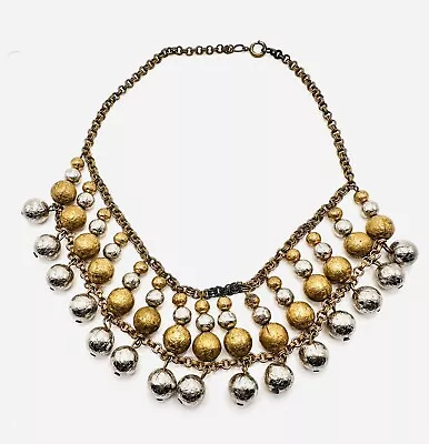 Vintage Miriam Haskell ? All Brass Beaded Bib Necklace • £22.50