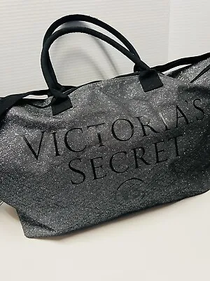 Victorias Secret Limited Edition Silver Glitter Glam Weekender Tote Get-Away Bag • $19.95