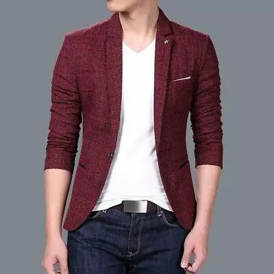 Mens Blazer Slim-Fit Korean Style Jackets Fashion Slim Fit One Button Coats 2019 • $42.45