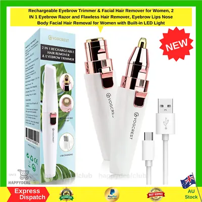 Rechargeable Eyebrow Trimmer & Facial Hair Remover For Women 2 IN 1 AU • $24.99