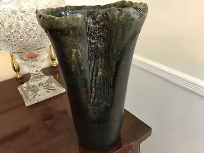 Toyo Ikebana Sculpture Vase Japan Brutalist Pottery Stoneware Asymmetrical 10.5 • $55