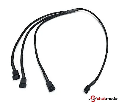 4pin Fan Pwm Black Sleeved Y 3 Ways Splitter Extension Cable 60cm • $8.70