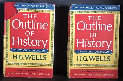 H.G.WELLS The Outline Of History The Whole Story Of Man Vol. I & II (1956 HC) • $18.95