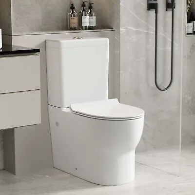 Close Coupled Toilet Modern Ceramic With UF Soft Close WC Seat Bathroom Toilets • £159.99