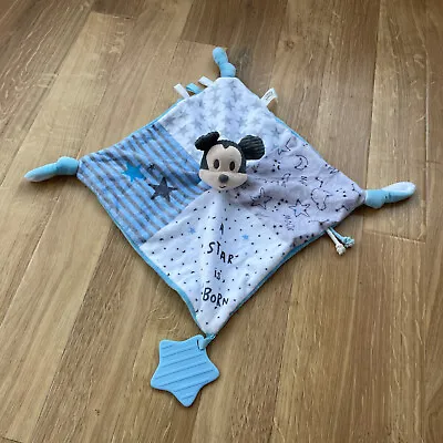 Disney Mickey Mouse Blue Baby Comforter Blanket Blankie Soft Toy Star Is Born • £15