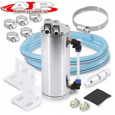 Universal 350ML Aluminum Cylinder Motor Oil Catch Can Reservoir Tank Kit Chrome • $16.99