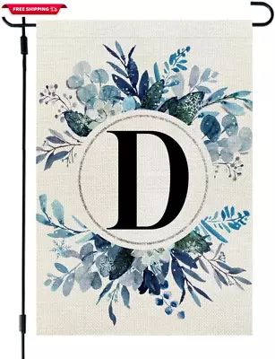 Winter Monogram Letter D Garden Flag 12X18 Inch Double Sided Small For Outside W • $15.71