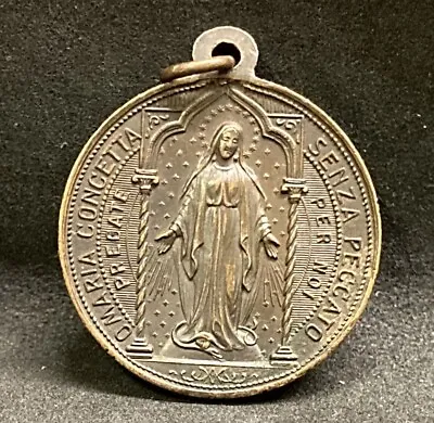 Italy 1910´ Antique Pope Pius X & Miraculous Virgin Mary Catholic Lovely Medal • $22.11