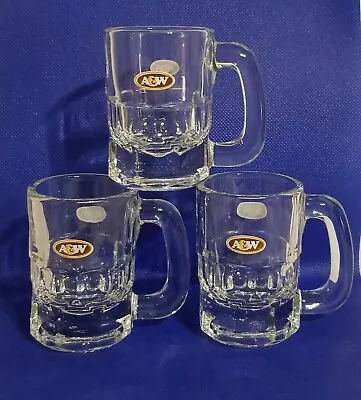 Lot Of 3 Vintage A&W Root Beer Mini  Mugs 3 1/8  Tall RARE WHITE LETTERS Libbey • $13.85