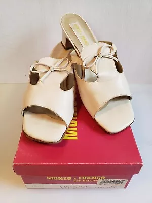 Vintage Monzo & Franco For Bellini Linen Kid Leather 1.5  Sandal Slide 8.5 M • $39.99